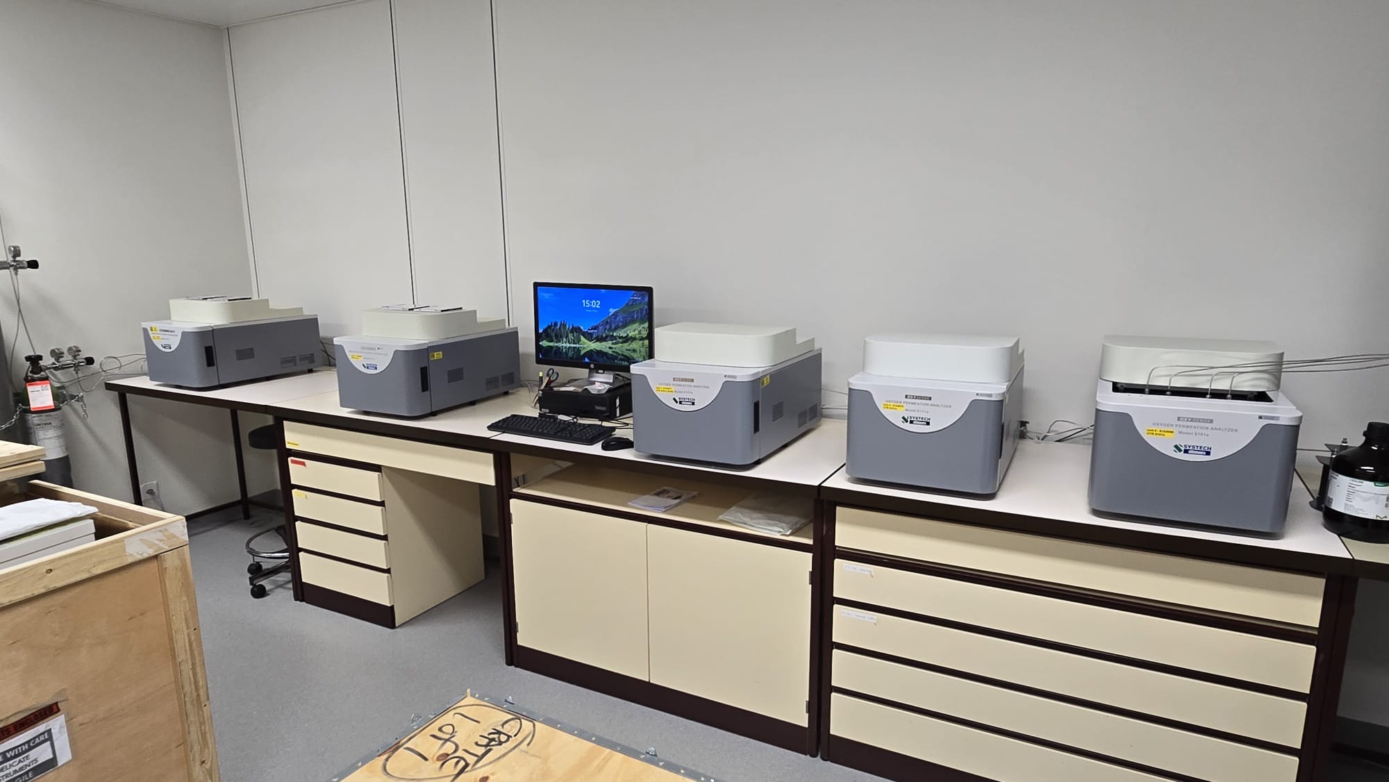 Systech OxySense 8101e OTR and AquaSense 7101e WVTR analyzers installed at Nestlé Research and Development, Lausanne, Switzerland